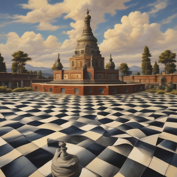 Surreal Chess Landscape Art Print - Picture 1 of 1